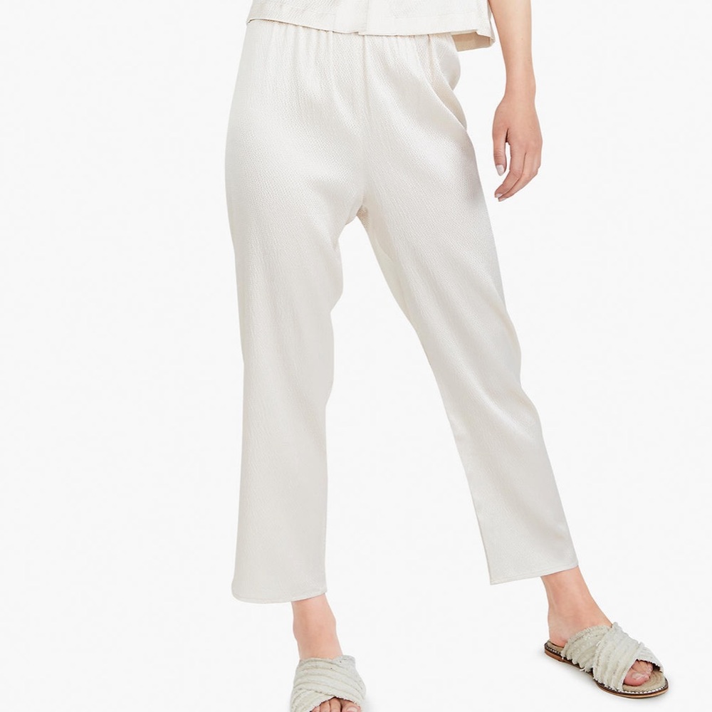 NWT The Great Eros stretch silk Odessa pants in champagne size Large